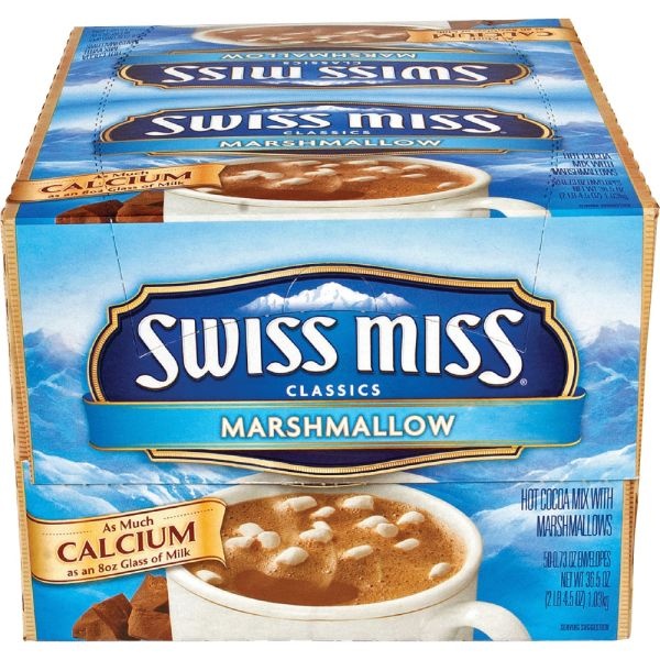 Swiss Miss Hot Cocoa, With Marshmallows, 0.73 Oz, Box Of 50 Packets