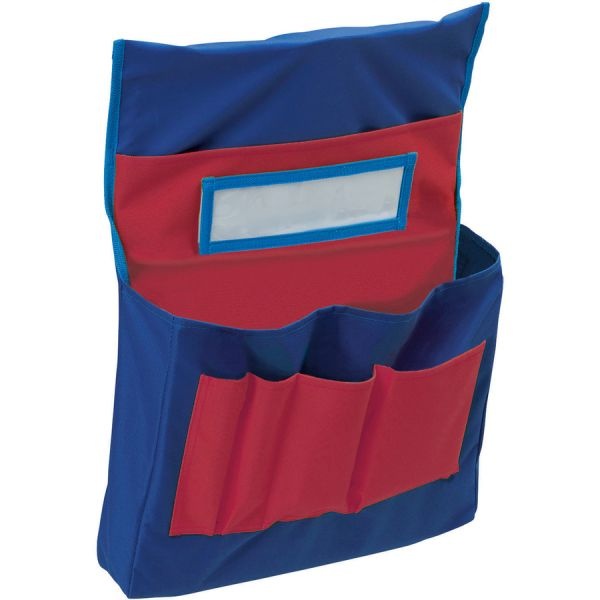 Pacon Chair Storage Pocket Chart, Blue/Red, 18-1/2"H X 14-1/2"W X 2-1/2"D, 1 Chair Cover