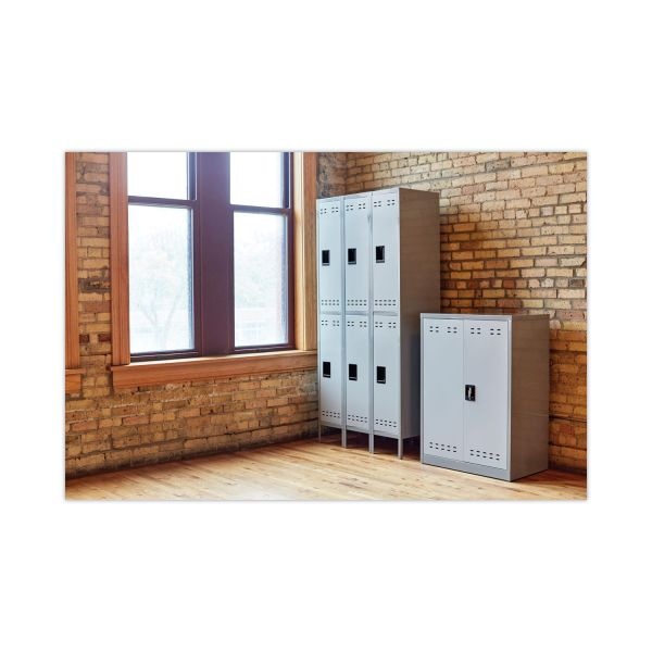 Safco Double-Tier Two-Tone 3-Column Locker With Legs, 78"H X 36"W X 18"D, Gray