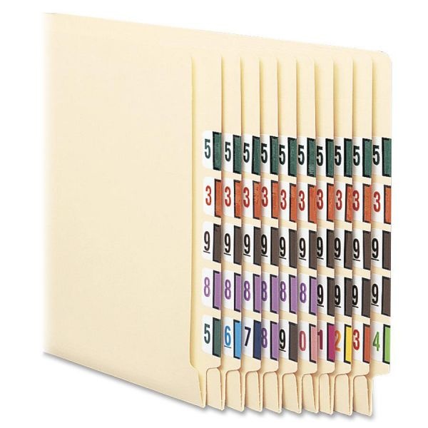 Smead Numerical End Tab File Folder Labels, 0-9, 1 X 1.25, White, 500/Roll, 10 Rolls/Box