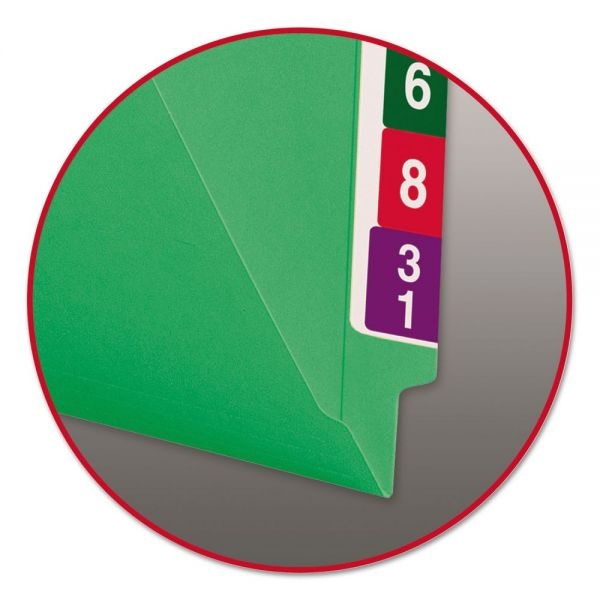 Smead Color End-Tab Folders, Straight Cut, Letter Size, Green, Box Of 100