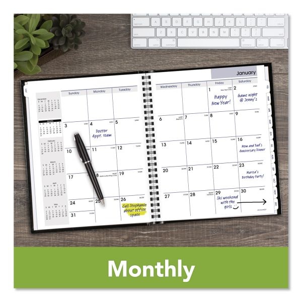 At-A-Glance Dayminder Hard-Cover Monthly Planner With Memo Section, 8.5 X 7, Black Cover, 12-Month (Jan To Dec): 2024