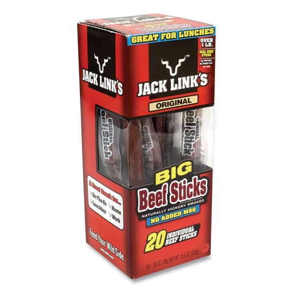 Jack Link's Big Beef Sticks, 0.92 Oz Sticks, 20 Sticks/Box