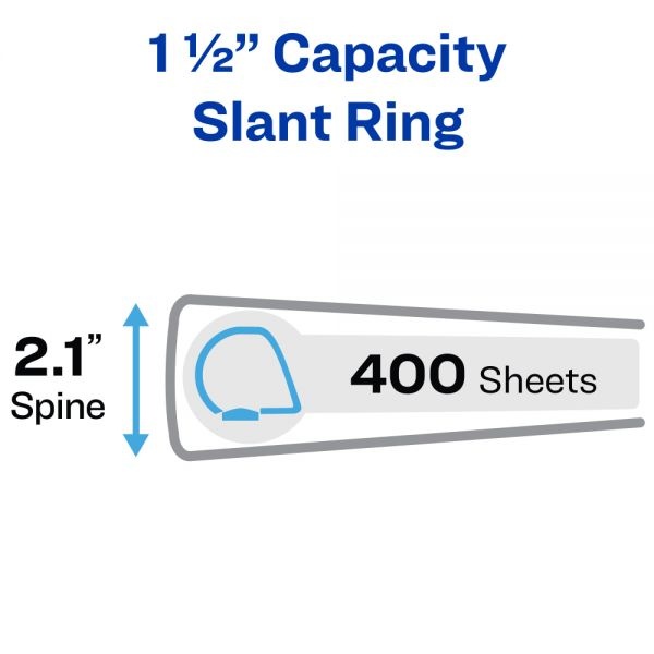 Avery Heavy-Duty View 3 Ring Binders, 1.5" One Touch Slant Rings, White, Pack Of 4