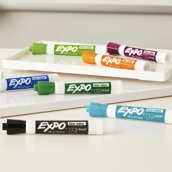 Expo Low Odor Dry Erase Vibrant Color Markers, Broad Chisel Tip, Assorted Colors, 12/Set