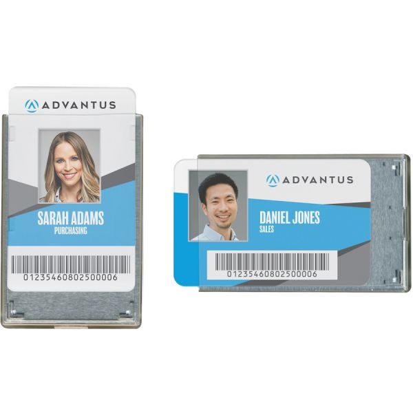 Advantus Rigid Two-Badge Rfid Blocking Smart Card Holder, Horizontal/Vertical, Clear 3.68" X 2.38" Holder, 3.38" X 2.13" Insert, 20/Pk