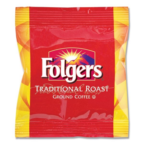 Folgers Ground Coffee Fraction Packs, Medium Roast, Traditional Roast, Pack Makes 8 Cups, 42 Packs/Carton
