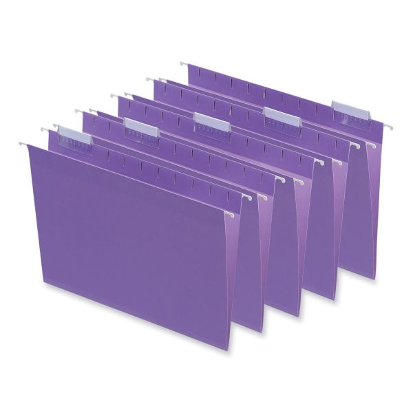 Universal Deluxe Bright Color Hanging File Folders, Letter Size, 1/5-Cut Tabs, Violet, 25/Box