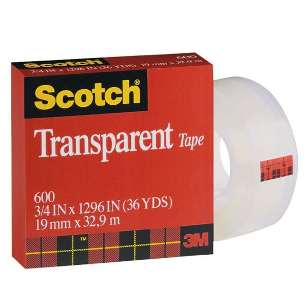 Scotch Transparent Tape, 3/4" X 1,296", Clear