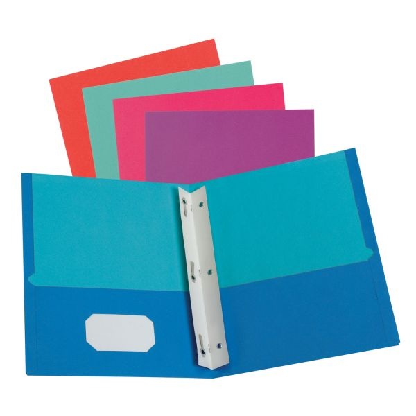 Oxford Twisted Twin Smooth Pocket Folder W/Fasteners, Letter, Assorted, 10/Pk