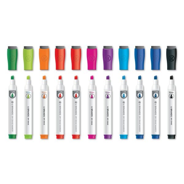 U Brands Dry Erase Markers, Chisel Tip, Assorted Colors, 24 Count