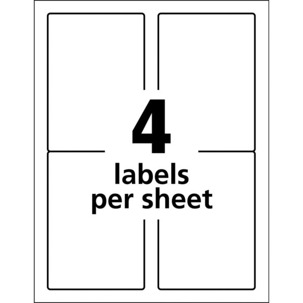 Avery Durable Id Labels With Trueblock Technology, 61532, 5" X 3 1/2", White, Pack Of 200