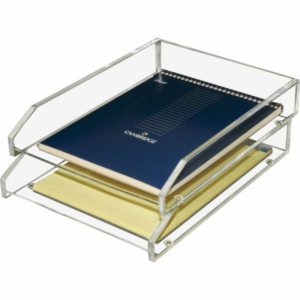 Kantek 2-Tier Letter Trays, 2-1/2"H X 10-1/2"W X 13-3/4"D, Clear, Pack Of 2 Trays