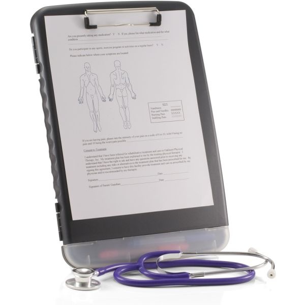 Officemate Low Profile Storage Clipboard, 0.5" Clip Capacity, Holds 8.5 X 11 Sheets, Charcoal