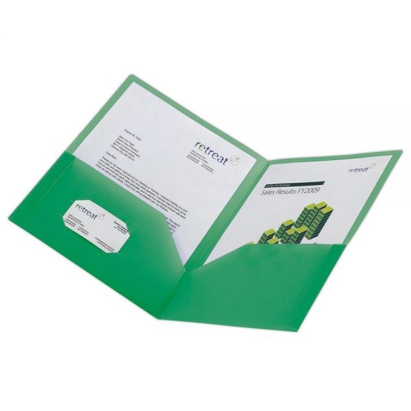 School-Grade 2-Pocket Poly Folder, Letter Size, Green