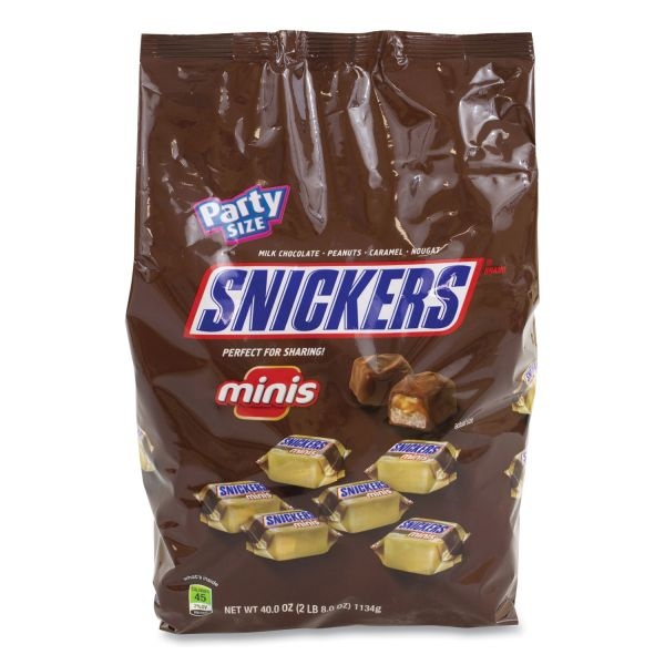 Snickers Minis Size Chocolate Bars, Milk Chocolate, 40 Oz Bag, 2 Bags/Pack