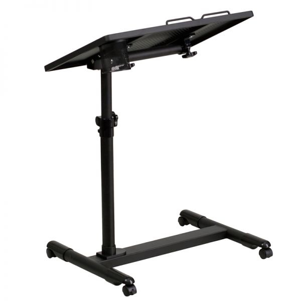 Macon Black Adjustable Height Steel Mobile Computer Desk