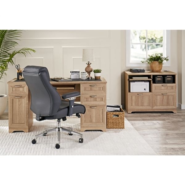 Realspace Modern Comfort Keera Bonded Leather Mid-Back Manager's Chair, Gray/Chrome