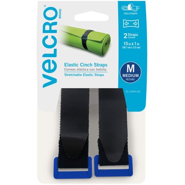 Velcro(R) Brand Elastic Cinch Strap 15"X1" 2/Pkg