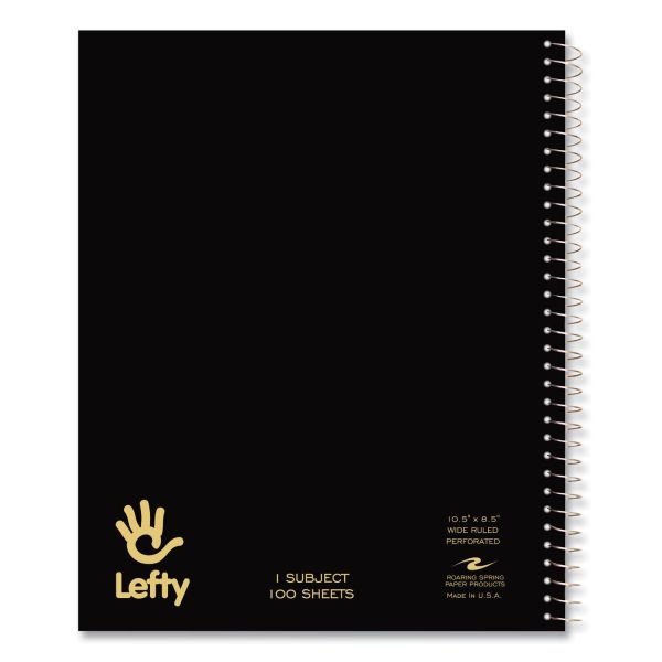 Roaring Spring Lefty Notebook, 1-Subject, Wide/Legal Rule, Assorted Cover Colors, (100) 10.5 X 8.5 Sheets, 24/Ct