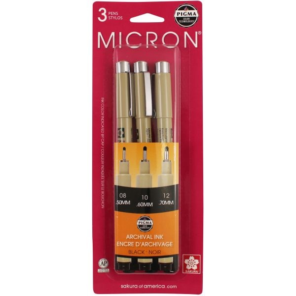 Pigma Micron Pens Assorted 3/Pkg