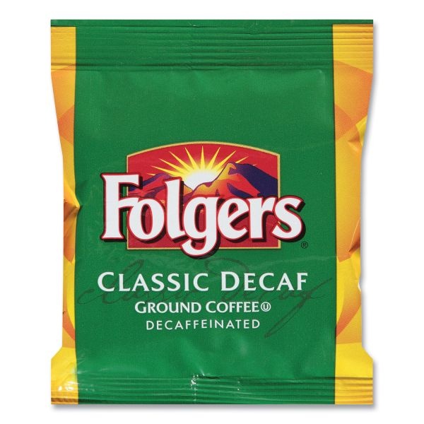 Folgers Ground Coffee, Fraction Pack, Classic Roast Decaf, Medium Roast, Pack Makes 6 Cups, 42 Packs/Carton