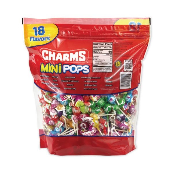 Charms Mini Pops, 3.74 Lb Bag, Assorted Flavors, 300/Bag