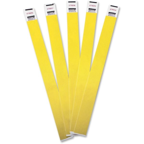 Advantus Tyvek Wristbands Yellow, Tyvek, Pack Of 100