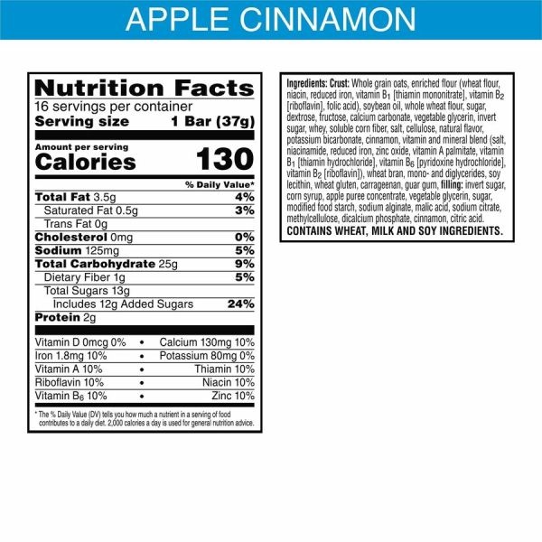 Kellogg's Nutri-Grain Bars, Apple Cinnamon, 1.3 Oz, Box Of 16