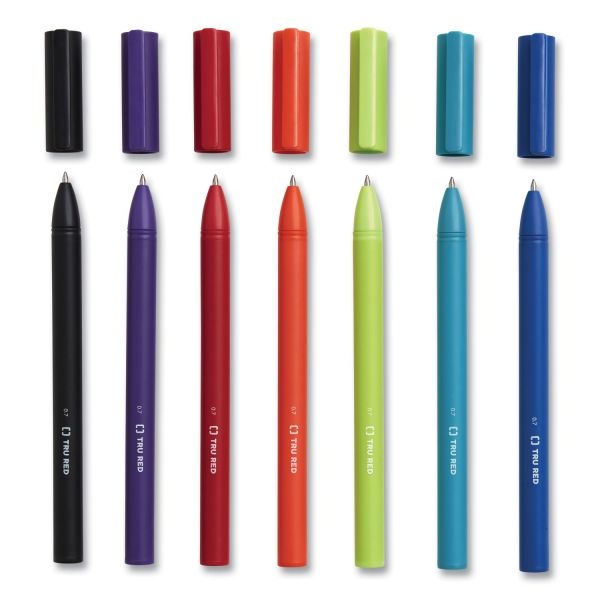 Tru Red Quick Dry Gel Pen, Stick, Medium 0.7 Mm, Assorted Ink And Barrel Colors, 12/Pack