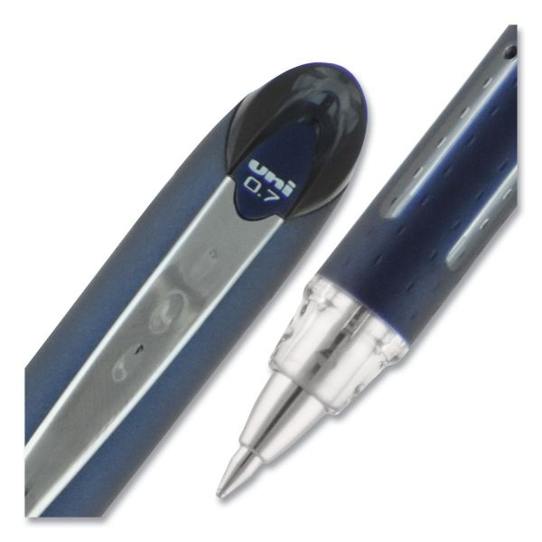 Uniball Jetstream Hybrid Gel Pen, Stick, Fine 0.7 Mm, Blue Ink, Blue/Silver Barrel