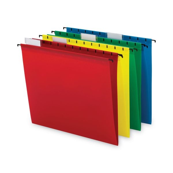 Smead Poly Hanging Folders, Letter Size, 1/5-Cut Tabs, Assorted Colors, 12/Pack
