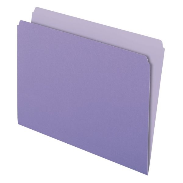 Pendaflex Straight-Cut Color File Folders, Letter Size, Lavender, Box Of 100