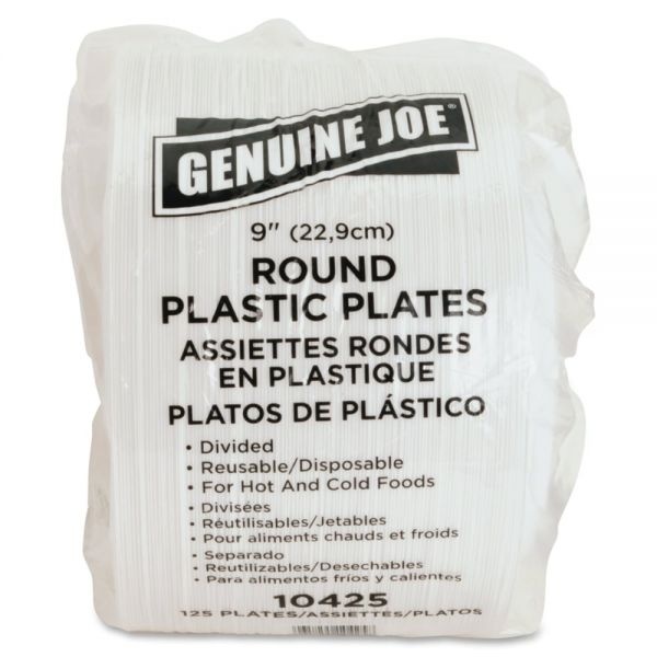 Genuine Joe 9" Plastic Compartment Plates