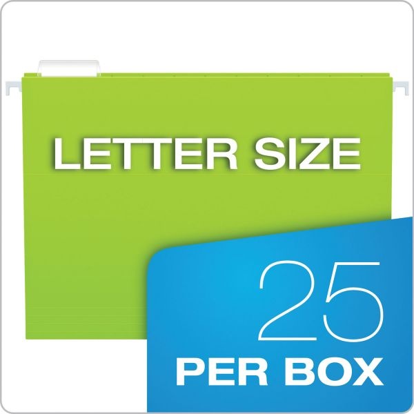 Pendaflex Glow Hanging File Folders, Letter Size, 1/5-Cut Tabs, Assorted Colors, 25/Box