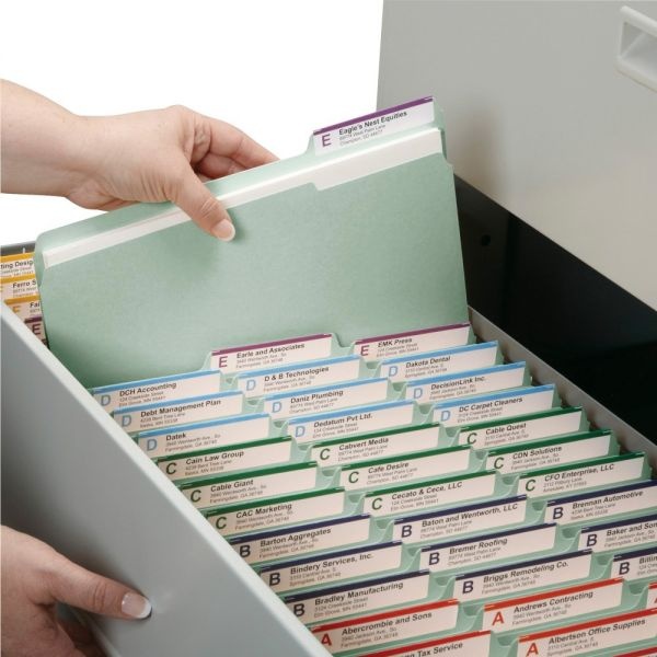 Smead Recycled Pressboard Fastener Folders, 1/3-Cut Tabs, Two Safeshield Fasteners, 3" Expansion, Letter Size, Gray-Green, 25/Box