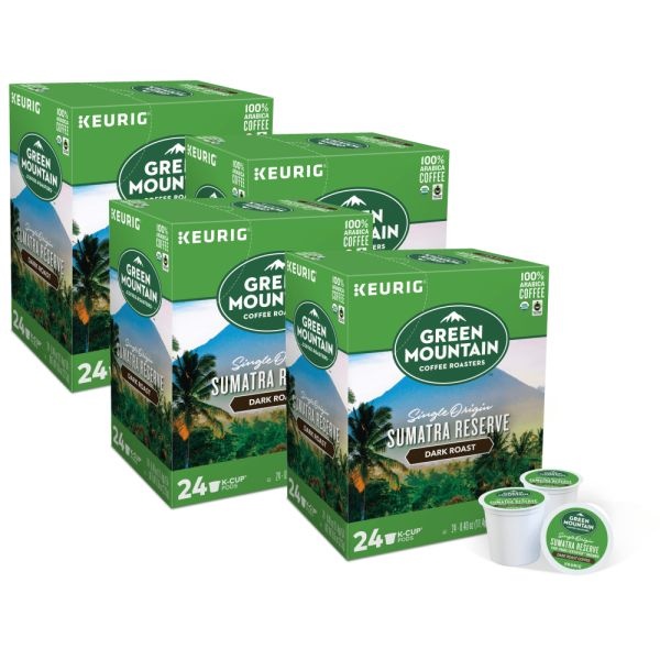 Green Mountain Coffee Fair Trade Organic Sumatran Extra Bold Coffee K-Cups, Dark Roast, 96/Carton