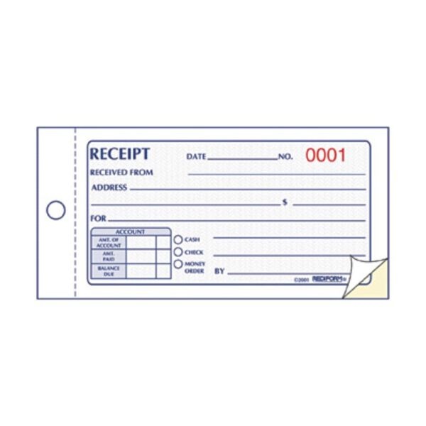 Rediform Money Receipt 2/Part Collection Forms - 50 Sheet(S) - 2 Partcarbonless Copy - 5" X 2 3/4" Sheet Size - White, Yellow - Assorted Sheet(S) - 1 Each