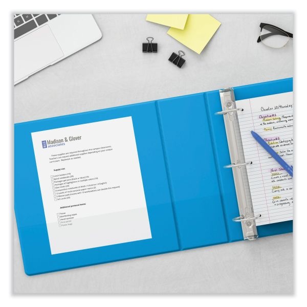 Universal Deluxe 3-Ring View Binder, 1 1/2" Capacity, Round Ring, Light Blue