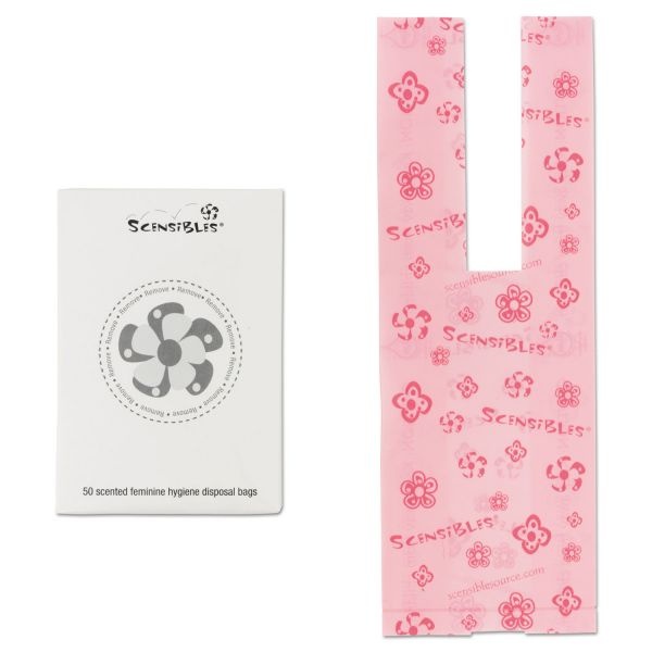 Hospeco Scensibles Personal Disposal Bags, 3.38" X 9.75", Pink, 1,200/Carton