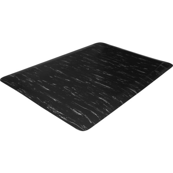 Genuine Joe Marble Top Anti-Fatigue Mats - Office, Airport, Bank, Copier, Teller Station, Service Counter, Assembly Line, Industry - 24" Width X 36" Depth X 0.500" Thickness - High Density Foam (Hdf) - Black Marble - 1Each