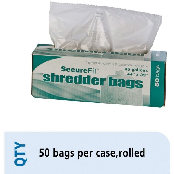 Skilcraft Shredder Bags, 44" X 39", 45 Gallons (1 Roll Of 50) (Abilityone 8105-01-557-4974)