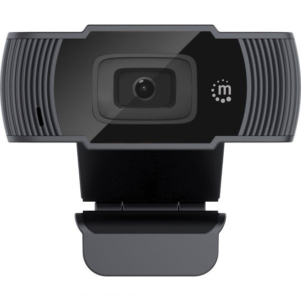 Manhattan Usb Webcam, Two Megapixels, 1080P Full Hd, Usb-A, Integrated Microphone, Adjustable Clip Base, 30 Frame Per Second, Black, Three Year Warranty, Box