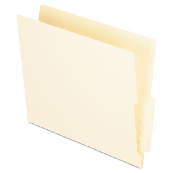 Pendaflex Manila End Tab Folders, 9.5" High Front, Straight 2-Ply Tabs, Letter Size, Manila, 100/Box