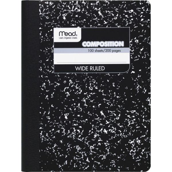 Composition Book, 7-1/2" X 9-3/4", Wide-Rule, 100 Sheets
