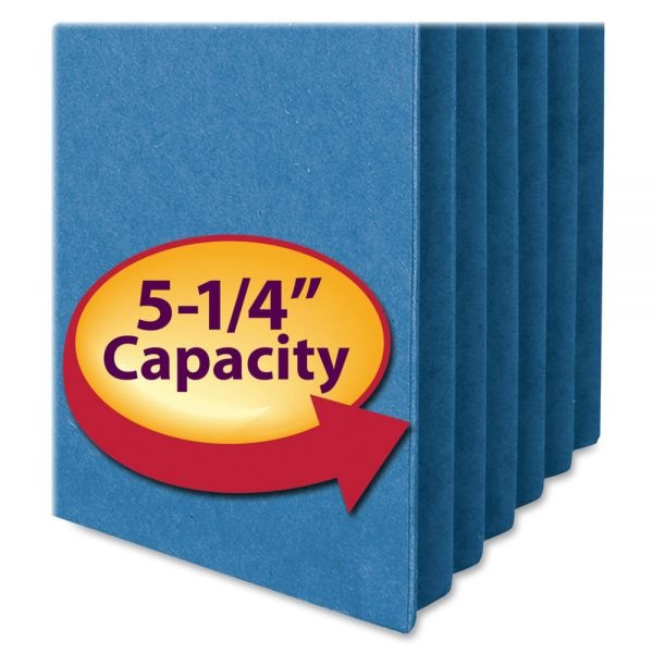 Smead Color File Pockets, Letter Size, 5 1/4" Expansion, 9 1/2" X 11 3/4", Blue