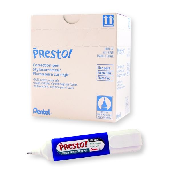 Pentel Presto! Multipurpose Correction Pen, 12 Ml, White