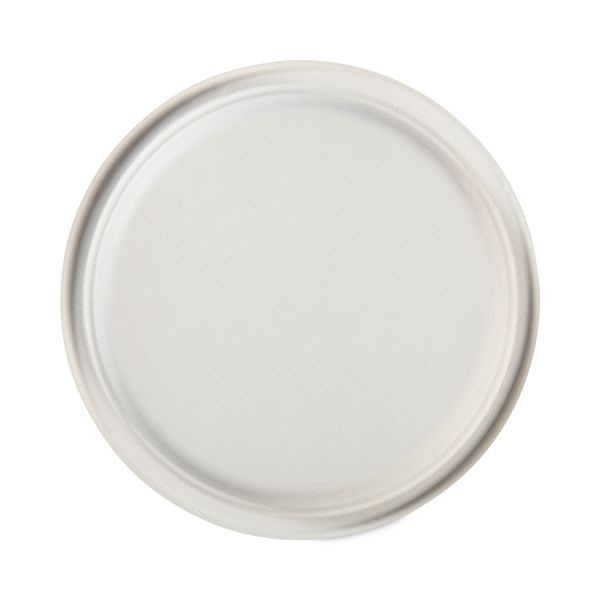 Hefty Ecosave Tableware, Plate, Bagasse, 10.13" Dia, White, 16/Pack, 12 Packs/Carton