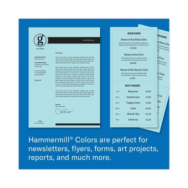 Hammermill Recycled Colored Paper, 20 Lb, 8 1/2 X 11, Blue, 5000 Sheets/Carton