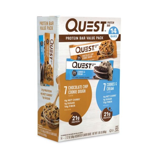 Quest Protein Bar Value Pack, Chocolate Chip Cookie Dough, Cookies And